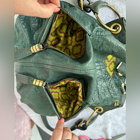 OR YANY Leather Purse Boho Hand Held, Shoulder Bag, or Crossbody Hunter Green - Picture 7 of 16